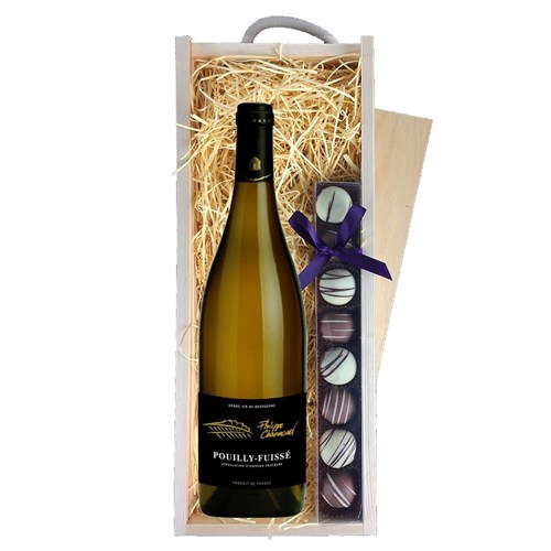 Domaine P Charmond Pouilly-Fuisse 75cl White Wine & Truffles, Wooden Box